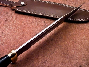 Săn bắn dao D2 thép bowie dao bò thật sừng và da xếp chồng lên nhau xử lý với Brass Bolster - Product Image 3