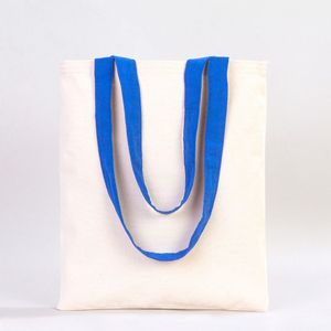 100% Cotton Canvas <b>Purse</b> with Blue Handles 14 X 16\" (35x40 Cm) Eco-Friendly <b>Medium</b> <b>Size</b> 10 oz for Daily Use Advertising Gifts - Product Image 5