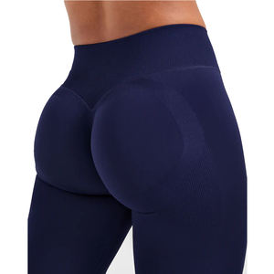 OEM Service High Quality Anti-Bacterial Seamless <b>Women's</b> Leggings Customized Logo Waist Professional Yoga Wear Solid <b>Navy</b> <b>Tights</b> - Product Image 5