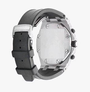 Reloj de Moda con Correa de Goma Negra y Diamantes, Estilo Hip Hop, para Celebraciones y Uso Diario, Disponible para Exportación - Product Image 2