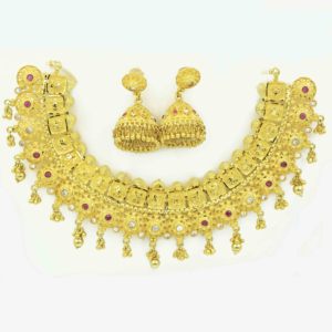 <b>Indian</b> Made Wholesale 14K 18K 24K Gold Short Necklaces <b>Set</b>, Brass Gold Filled Forming Jewelry <b>Set</b>, Fashion Designed Jewelry <b>Set</b>. - Product Image 3