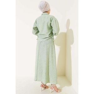 Traje de falda con botones laterales de madera Menta - Product Image 3