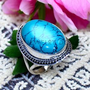 แหวนพลอยเทอร์ควอยซ์สีเงินสเตอร์ลิงแท้925เครื่องประดับชั้นดีสำหรับขายส่ง - Product Image 1