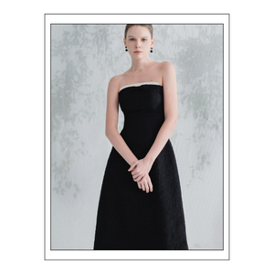 Nouvelle arrivée de robes pour femmes Robe trapèze Veva haute couture noire et blanche Lustrous Twist Blend Vietnam Marque locale - Product Image 1