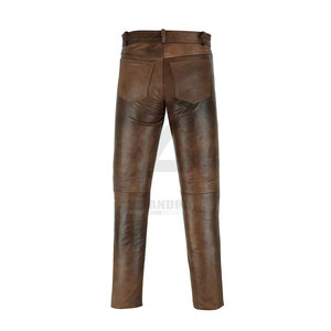 High Quality Breathable Lightweight <b>Leather</b> <b>Men's</b> Mid Straight Casual Eco-Friendly Dark Wash <b>Pants</b> Wholesale Design Your Own - Product Image 2