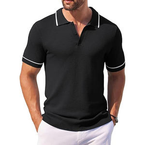 Camiseta deportiva de manga corta personalizada para hombre, camiseta de polo de tacto suave OEM informal en blanco con tejido de punto de patrón sólido - Product Image 2