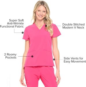 Conjunto de uniforme de enfermera profesional Premium para mujer con tela Flexible con tela elástica suave uniforme de enfermería para mujer - Product Image 1
