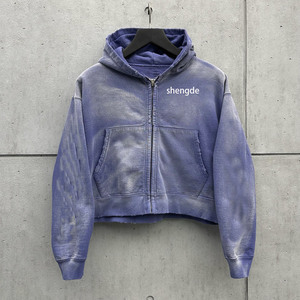 เสื้อฮู้ดขนแกะสไตล์ฝรั่งเศสแบบโบราณมีซิป500gsm แบบกำหนดเอง - Product Image 4