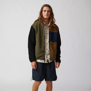 Bloc de couleur Sherpa polaire sweat zippé hiver Streetwear veste doux chaud Sherpa polaire Logo personnalisé OEM hauts - Product Image 1