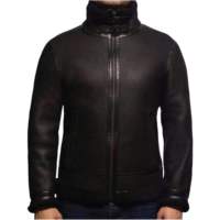 Veste en cuir volant en peau de mouton véritable pour hommes, manteau pour hommes, nouveau style d'hiver, col en fourrure, couleur unie, meilleure qualité, nouveau