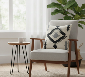 Cotton <b>Black</b> & White Woven Modern Customizable Square Floral Pattern Design Zipper Closure Washable Home Hotel Use <b>Cushion</b> <b>Cover</b> - Product Image 3