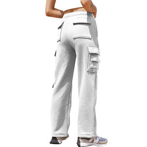 Pantalon Cargo de jogging uni pour femmes multi-poches cordon de serrage taille élastique femmes pantalons de sport Streetwear pantalons longs décontractés - Product Image 2