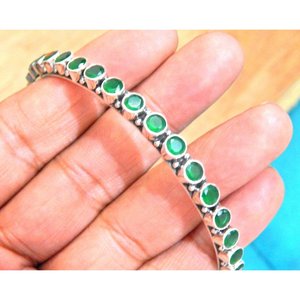 Brazalete fino hecho a mano de Plata de Ley 925, piedra preciosa de ónix verde Natural, joyería de plata, regalo perfecto para alguien especial - Product Image 1