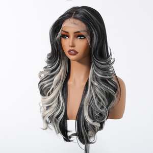 DWY Glueless Synthetic Lace Front Body Wave <b>Wig</b> 32-Inch Adjustable Cap Heat Resistant Fiber Transparent Black HD Lace - Product Image 4