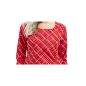 Top da donna Karen Scott a vestibilità ampia, con motivo scozzese Holly e decorazioni, rosso, taglia XL, lungo, autunnale, in poliestere, rayon, chiffon, lavorato a maglia, tinta unita - Product Image 2