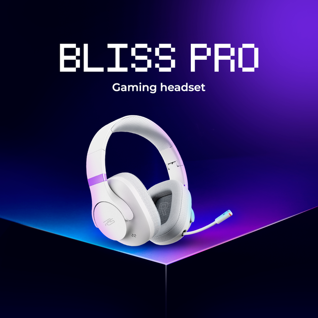 Proove Gaming Bliss Pro Wireless Headset Professional Quality Sound Dual Dynamic Headphones Triple Mode Connection RGB