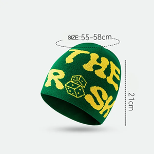 Gorro de punto Skully con logotipo personalizado de alta calidad, gorro de moda de invierno Y2K Mea Beanie con letras Jacquard otoño ODM/OEM, gorros dibujados a mano - Product Image 2