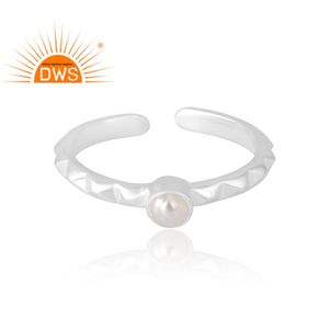 Vente chaude 925 Sterling Silver Natural Pearl Gemstone Ring Bijoux personnalisés pour les femmes Cadeau pour elle - Product Image 3