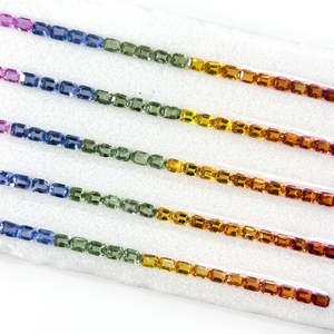 พลอยไพลินธรรมชาติหลากสีรุ้ง ขนาด 3 มม. 4 มม. 5 มม. 7 มม. ทรงแปดเหลี่ยมเจียระไน  ขนาดมาตรฐาน  ผู้ผลิตโดยตรง - Product Image 1