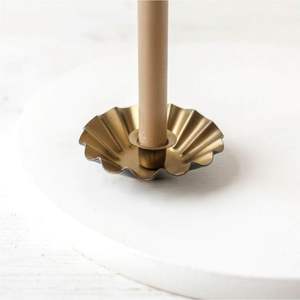 Vintage Gold Leaf Christmas <b>Candle</b> Holder | Mistletoe Design Metal <b>Taper</b> Stand with White Pearls | Luxury Holiday Mantel Decor - Product Image 6