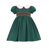 Robes Filles Bébé Fille Bonne Qualité Prince Noël Smocké Pour Robe Enfants Vietnam Fabricant ODM OEM Manches Courtes Décontracté