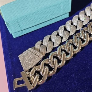 Collier chaîne cubaine en moissanite glacée de luxe, bijoux hip-hop, aspect diamant, plaqué rhodium, cadeau orthodoxe, fête, 50 carats - Product Image 5