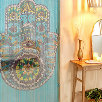 Rideaux de porte en perles de bambou faits à la main de haute qualité conception verticale Hamsa pour fenêtre de mariage couverture de porte diviseur de pièce pas cher