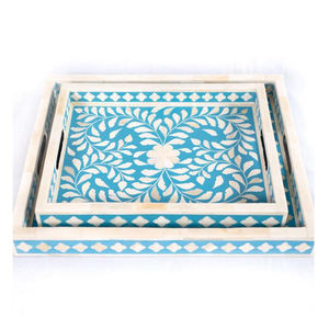 2024 Tablero de MDF de moda Diseño de incrustaciones de hueso y resina Venta caliente con bandeja de servicio de alta calidad Bandeja de desayuno antigua personalizada - Product Image 4