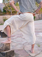 Pantalon fait main en coton Dhoti blanc et noir Pantalon sarouel de yoga coupe ample avec poche, bohème Festival Wear