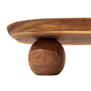 Modern Oval Solid Suar Wood Coffee <b>Table</b> with Smooth Curved <b>Edge</b> & Sculptural Base for <b>Living</b> Room - Product Image 4