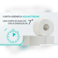 Papier toilette Lucart Aquastream 1, 2 plis, doux, à dissolution rapide, rouleau jumbo, 200 feuilles, certifié PEFC Ecolabel, 6 rouleaux x 12 paquets