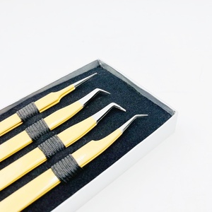 Pince à épiler d'extension de cils pointue pour le travail des cils pince à épiler enduite de poudre maigre acier inoxydable durable - Product Image 6