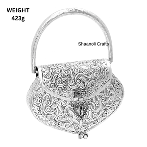 Indian Traditional Handmade Antique <b>Silver</b> Clutch <b>Silver</b> Metal Party Sling Bag Evening Clutches for Wedding Favor <b>Handbags</b> - Product Image 5
