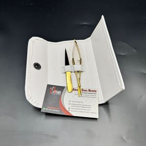 แหนบคิ้วปลายเอียงชุบทองแบบมืออาชีพโลโก้ตามสั่งทำจากสเตนเลสสตีลพร้อมกล่องกรรไกรและกล่องสีขาว - Product Image 2