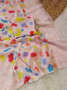 Meilleur prix pour un sari en faux georgette non cousu, imprimé, pièce de chemisier, travail de broderie, tenue traditionnelle indienne, fête, femme, toutes saisons - Product Image 6