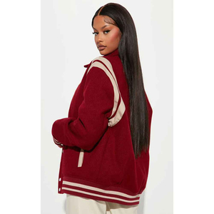 Venta al por mayor All-Wool Varsity Jacket Logotipo personalizado Peso pesado Estilo de béisbol de invierno Nueva moda Tela de cuero Botón Tallas grandes - Product Image 5