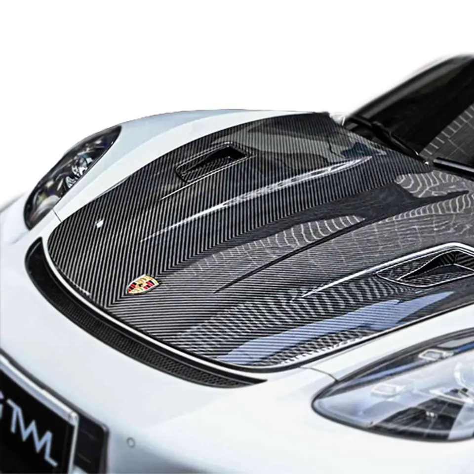 TWL-Porsche-compatible 718 Cayman GTS GT4 RS LOOK CARBON FIBER FRONT HOOD BONNET V-line Pattern