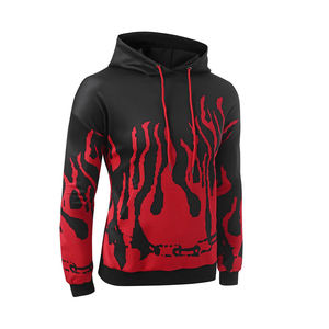 Haute qualité respirant hommes Sublimation sweats à capuche noir et rouge décontracté impression XS taille unisexe hiver tissu en gros - Product Image 4