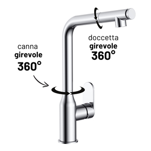 Installation rapide Damas Design Mélangeur d'évier de cuisine à levier unique Bec pivotant Robinet de douche en laiton chromé extractible - Product Image 2