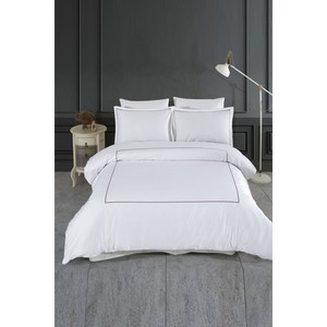Varol Marmaris Series Kzlbk <b>Single</b> 300 TC Embroidered Cotton Satin Duvet Cover <b>Set</b> Solid Pattern for Home Use - Product Image 2
