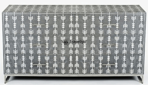 Cómoda con incrustaciones de hueso de estilo vintage con detalles intrincados Gabinete de almacenamiento elegante para hogares de Tradebyd - Product Image 3