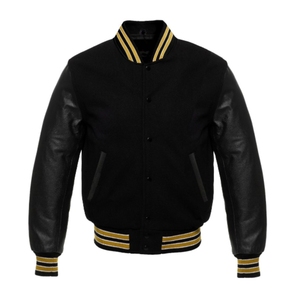 Chaquetas Varsity de Invierno Personalizadas con Cuerpo de Lana y Mangas de Cuero, Transpirables, Resistentes al Viento, para Hombre, para Interiores y Exteriores - Product Image 3