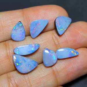18.00 carat 7 pièces opale australienne Doublet Cabochon multi-feu pierres précieuses naturelles en vrac pour bijoux opales australiennes multi-usages - Product Image 2
