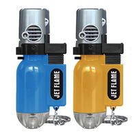 Briquet torche à jet en acier inoxydable avec logo personnalisé, coupe-vent, gaz butane, pour camping, barbecue, allumage électronique, rechargeable, soudage