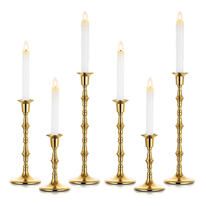 Lujoso portavelas de aluminio y Metal nórdico con acabado dorado, juego de candelabros de 3 piezas, botella de vidrio, uso doméstico, Decoración de mesa para bodas - Product Image 2