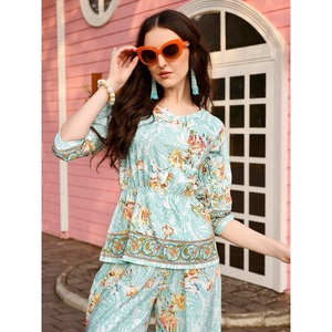 Diseñador de alta calidad Rayon Co-ord Set Beautiful Easy Breezy Cómodo para fiestas Ropa india y pakistaní Precio al por mayor - Product Image 1