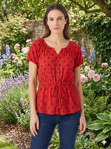 Blusas Elegantes de Rayón para Mujer, Manga Corta, Estilo Vintage, Casual, para Exteriores, Tejidas, Ecológicas, con Botones, para Primavera, Otoño y Verano - Product Image 2