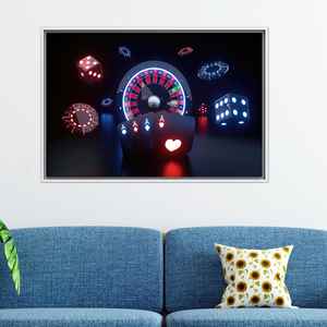 ภาพพิมพ์บนผ้าใบลายคาสิโนสมัยใหม่ - งานศิลปะสำนักงานสุดหรูและของขวัญสุดพิเศษ,1P:กรอบสีขาว - Product Image 1