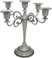 Candelabro Alto Dorado de 5 Brazos, Ecológico, con Portavelas de Cristal, para Decoración del Hogar, Navidad, Bodas, Centro de Mesa