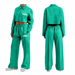 Mode décontracté ensemble femmes 2025 femmes personnalisable Fitness survêtement ensemble à manches longues décontracté culture à capuche pantalons de survêtement - Product Image 3